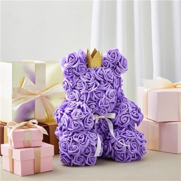 100 Pack Purple Artificial Flowers, Bulk Stemless Fake Foam Roses for Wedding - Picture 3 of 6